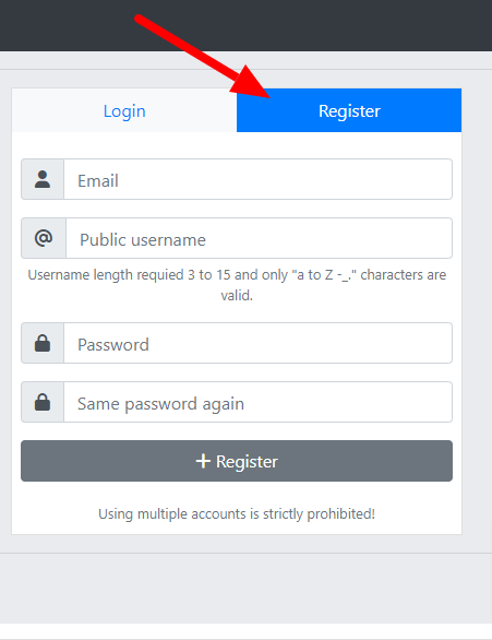 valid email address and password